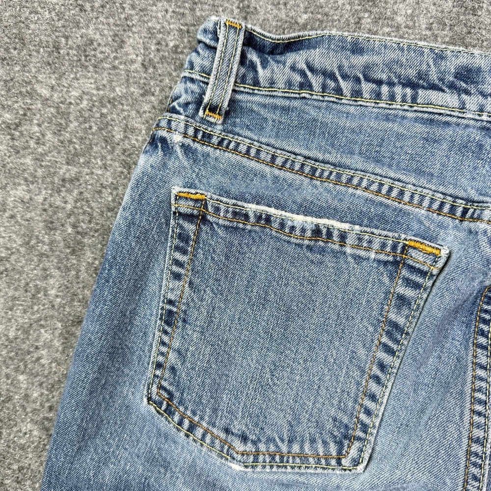 Vintage Old Navy Bootcut Jeans Sz 8 Mid Rise Stretch Below Waist Distressed Y2K - Picture 12 of 16